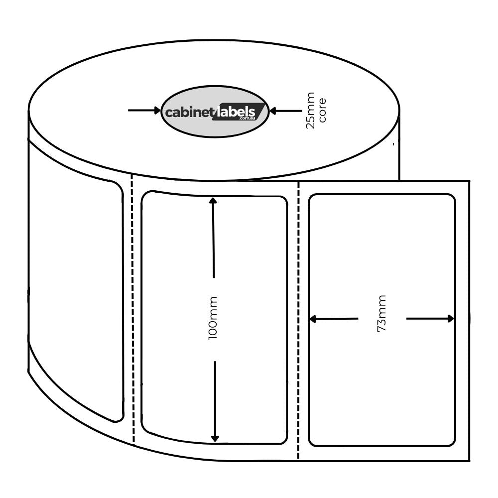 Cnc Labels Removable Cabinetry Roll Labels – 100mm x 73mm Direct Thermal 25mm Core ...