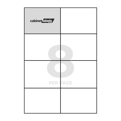 Removable Cabinetry A4 Sheet Labels/Stickers - 8 Per Page | 500 A4 Sheets Per Box